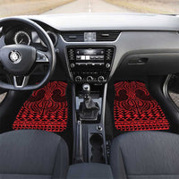 Whero Maori Ta Moko Poutama Art Car Mats LT9 Set 2pcs - Front Red - Polynesian Pride
