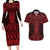 Whero Maori Ta Moko Poutama Art Couples Matching Long Sleeve Bodycon Dress and Hawaiian Shirt