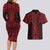 Whero Maori Ta Moko Poutama Art Couples Matching Long Sleeve Bodycon Dress and Hawaiian Shirt