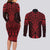 Whero Maori Ta Moko Poutama Art Couples Matching Long Sleeve Bodycon Dress and Long Sleeve Button Shirt