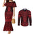 Whero Maori Ta Moko Poutama Art Couples Matching Mermaid Dress and Long Sleeve Button Shirt