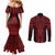 Whero Maori Ta Moko Poutama Art Couples Matching Mermaid Dress and Long Sleeve Button Shirt