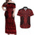 Whero Maori Ta Moko Poutama Art Couples Matching Off Shoulder Maxi Dress and Hawaiian Shirt