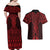 Whero Maori Ta Moko Poutama Art Couples Matching Off Shoulder Maxi Dress and Hawaiian Shirt
