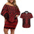 Whero Maori Ta Moko Poutama Art Couples Matching Off Shoulder Short Dress and Hawaiian Shirt