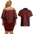 Whero Maori Ta Moko Poutama Art Couples Matching Off Shoulder Short Dress and Hawaiian Shirt