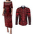 Whero Maori Ta Moko Poutama Art Couples Matching Puletasi and Long Sleeve Button Shirt
