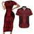Whero Maori Ta Moko Poutama Art Couples Matching Short Sleeve Bodycon Dress and Hawaiian Shirt