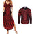 Whero Maori Ta Moko Poutama Art Couples Matching Summer Maxi Dress and Long Sleeve Button Shirt