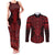 Whero Maori Ta Moko Poutama Art Couples Matching Tank Maxi Dress and Long Sleeve Button Shirt