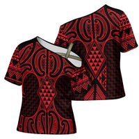 Whero Maori Ta Moko Poutama Art Cross Shoulder Shirt - Polynesian Pride