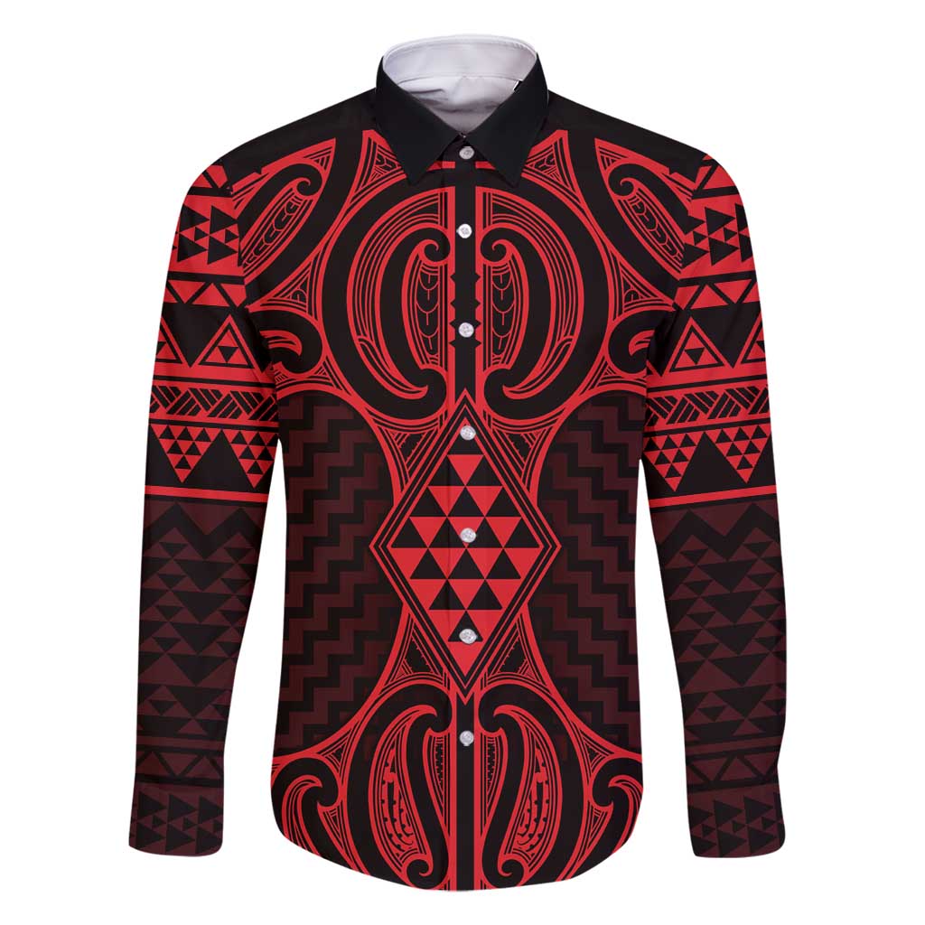 Whero Maori Ta Moko Poutama Art Family Matching Long Sleeve Bodycon Dress and Hawaiian Shirt