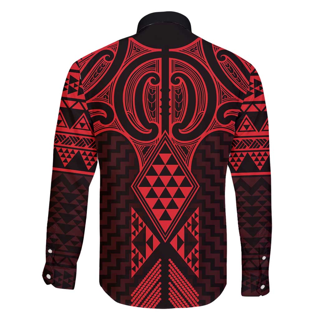 Whero Maori Ta Moko Poutama Art Family Matching Long Sleeve Bodycon Dress and Hawaiian Shirt