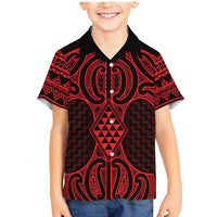 Whero Maori Ta Moko Poutama Art Family Matching Mermaid Dress and Hawaiian Shirt