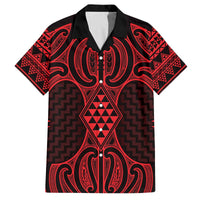 Whero Maori Ta Moko Poutama Art Family Matching Off The Shoulder Long Sleeve Dress and Hawaiian Shirt