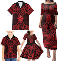 Whero Maori Ta Moko Poutama Art Family Matching Puletasi and Hawaiian Shirt