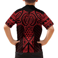 Whero Maori Ta Moko Poutama Art Family Matching Short Sleeve Bodycon Dress and Hawaiian Shirt