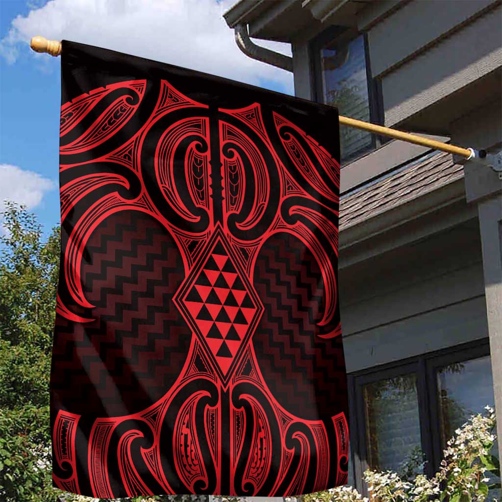 Whero Maori Ta Moko Poutama Art Garden Flag