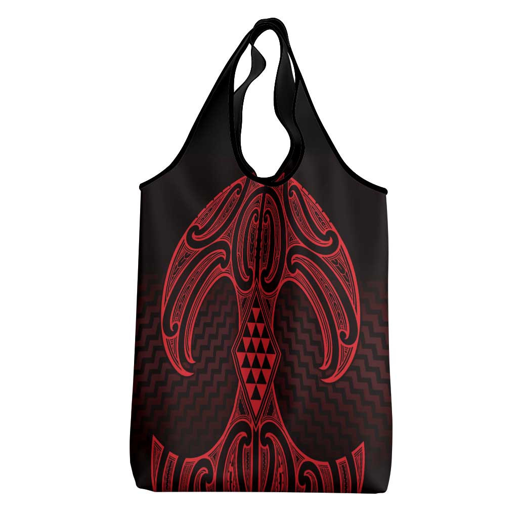 Whero Maori Ta Moko Poutama Art Grocery Bag LT9 - Polynesian Pride