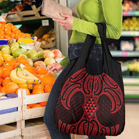 Whero Maori Ta Moko Poutama Art Grocery Bag LT9 - Polynesian Pride