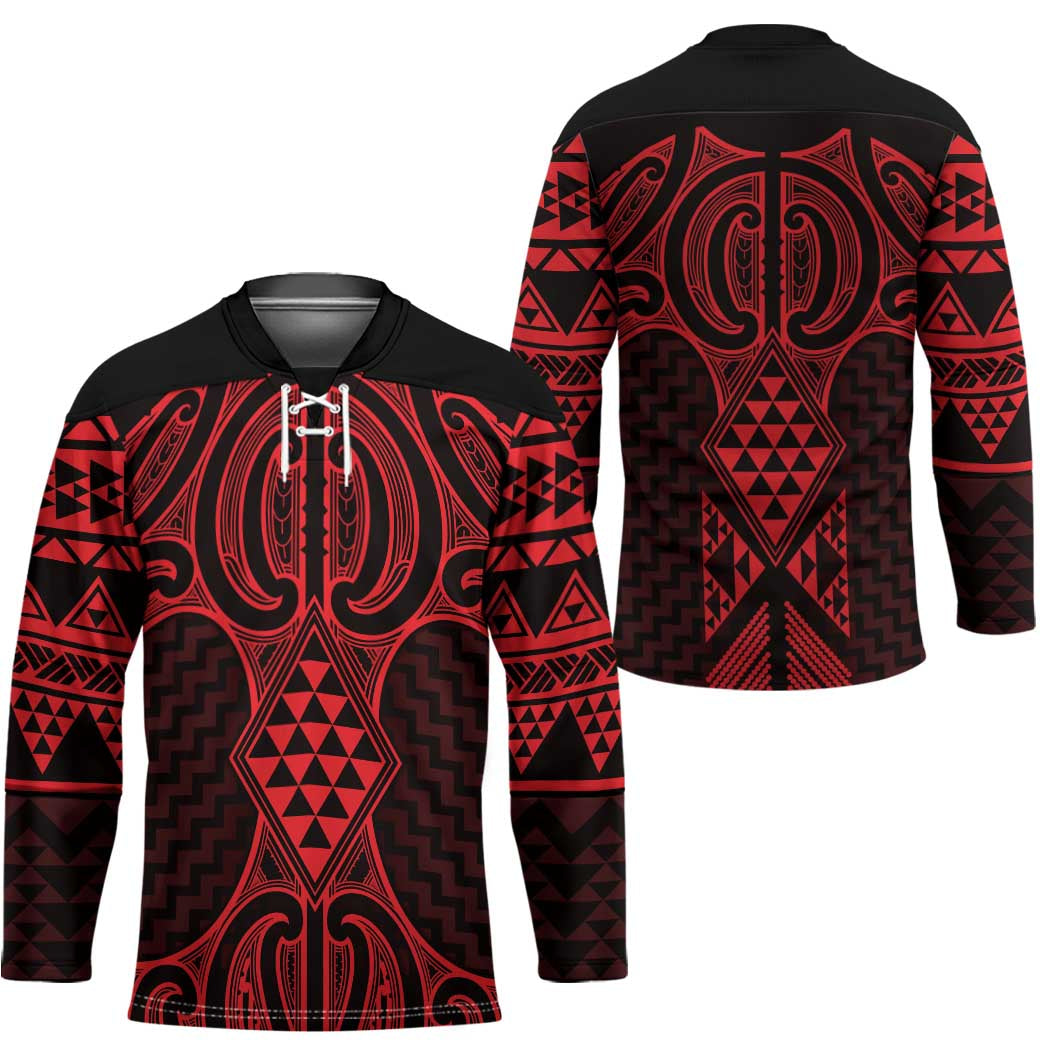 Whero Maori Ta Moko Poutama Art Hockey Jersey - Polynesian Pride