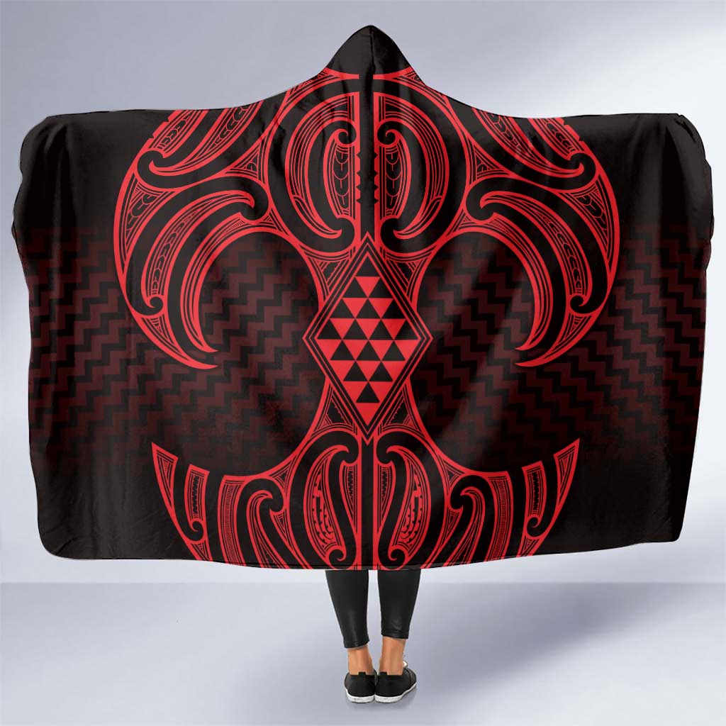 Whero Maori Ta Moko Poutama Art Hooded Blanket LT9 One Size Red - Polynesian Pride