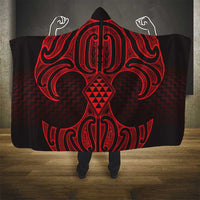Whero Maori Ta Moko Poutama Art Hooded Blanket LT9 - Polynesian Pride