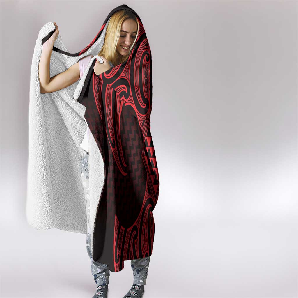 Whero Maori Ta Moko Poutama Art Hooded Blanket LT9 - Polynesian Pride