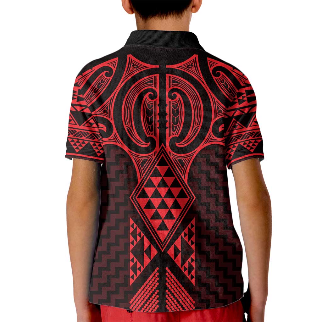 Whero Maori Ta Moko Poutama Art Kid Polo Shirt