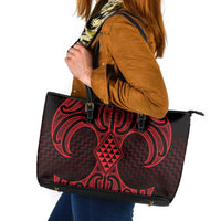 Whero Maori Ta Moko Poutama Art Leather Tote Bag