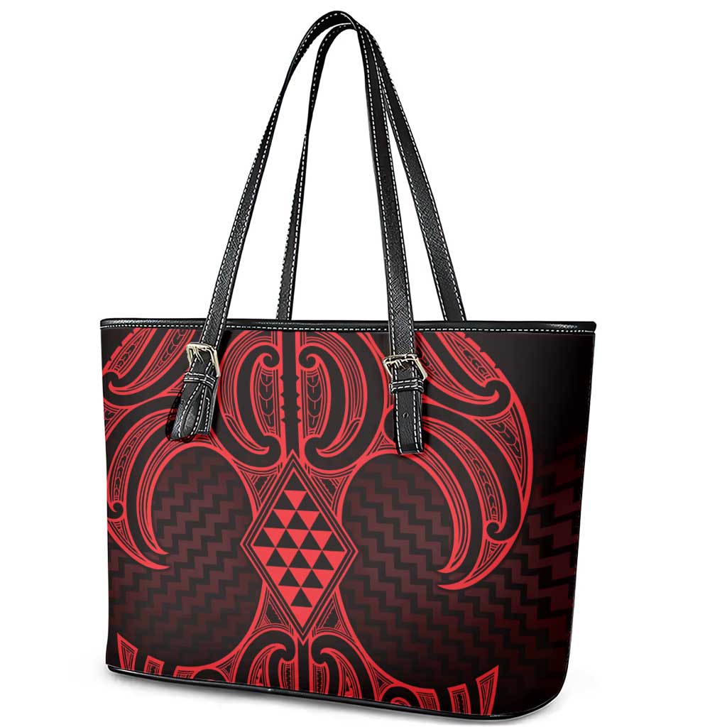 Whero Maori Ta Moko Poutama Art Leather Tote Bag