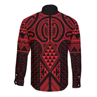 Whero Maori Ta Moko Poutama Art Long Sleeve Button Shirt LT9 - Polynesian Pride