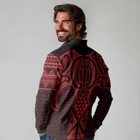 Whero Maori Ta Moko Poutama Art Long Sleeve Polo Shirt