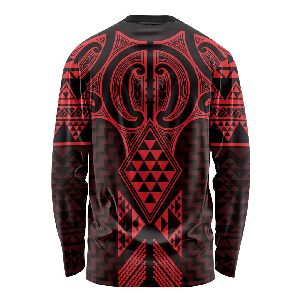 Whero Maori Ta Moko Poutama Art Long Sleeve Shirt LT9 - Polynesian Pride