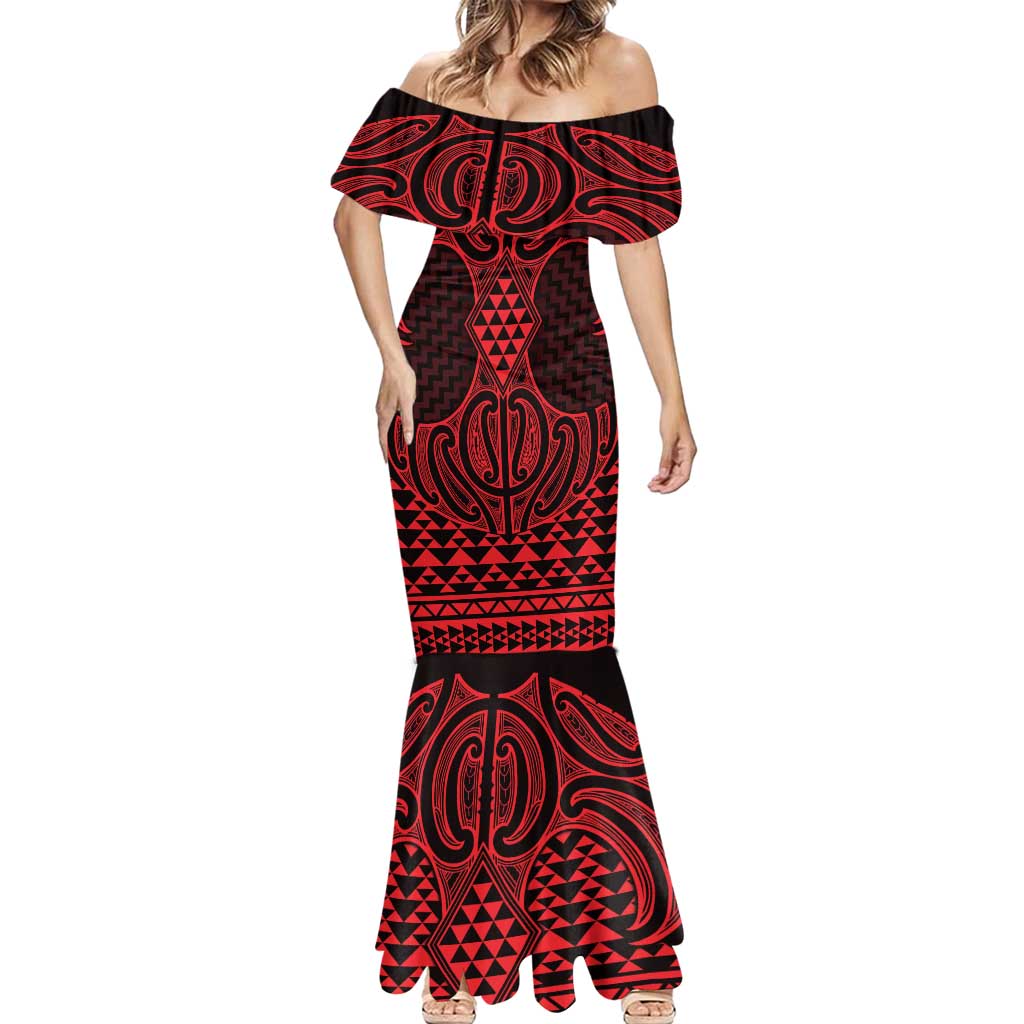 Whero Maori Ta Moko Poutama Art Mermaid Dress
