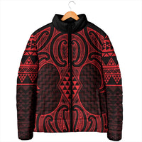 Whero Maori Ta Moko Poutama Art Padded Jacket - Polynesian Pride