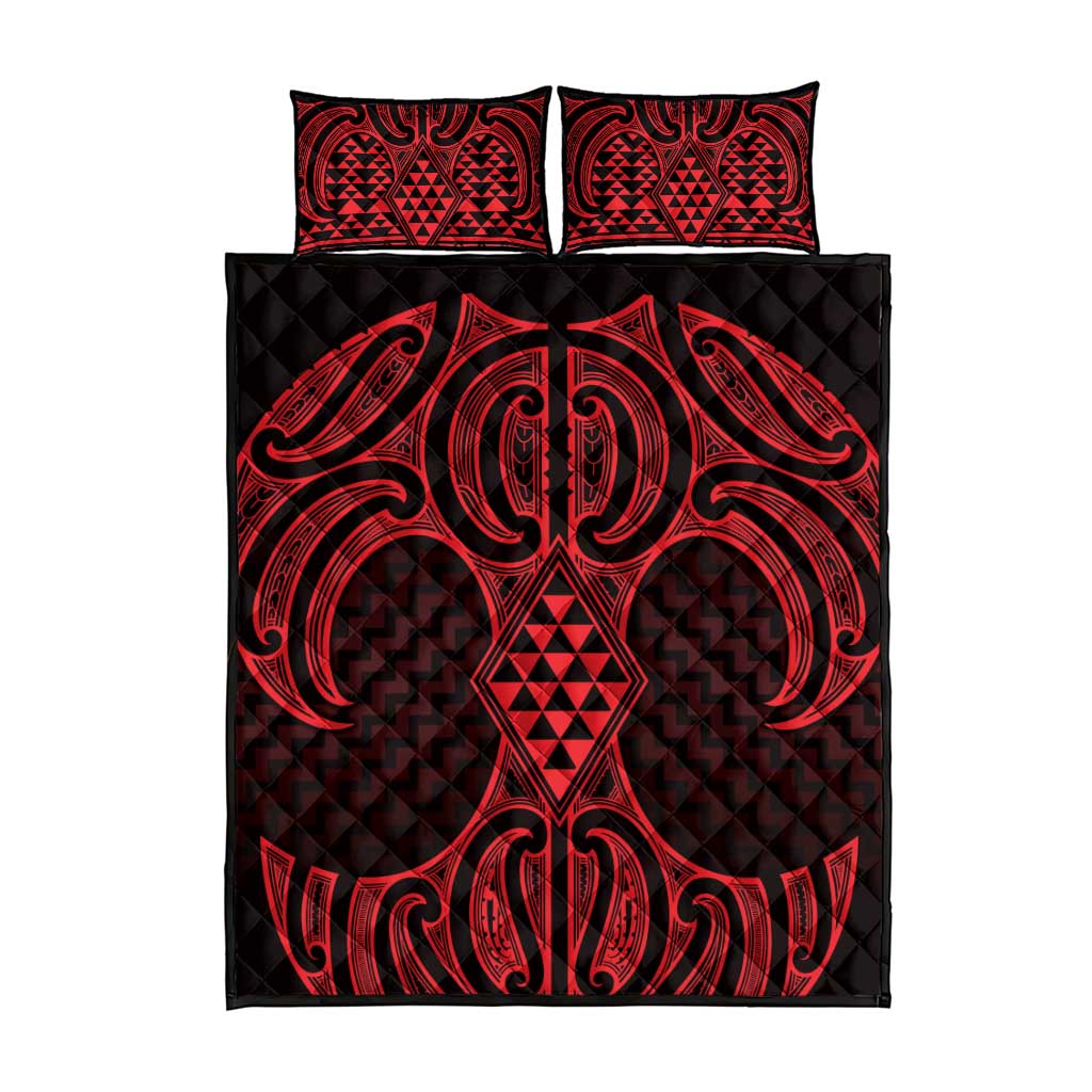 Whero Maori Ta Moko Poutama Art Quilt Bed Set LT9 - Polynesian Pride