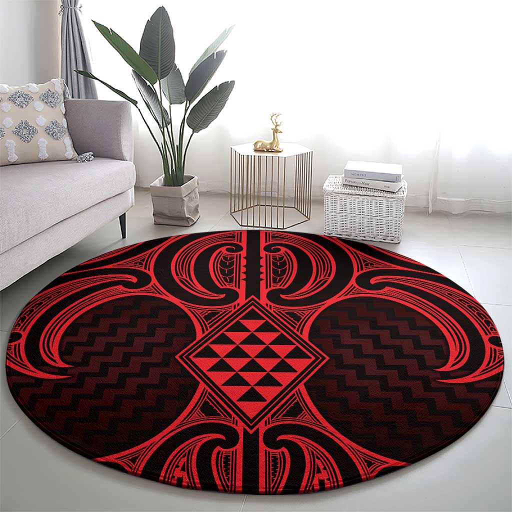 Whero Maori Ta Moko Poutama Art Round Carpet