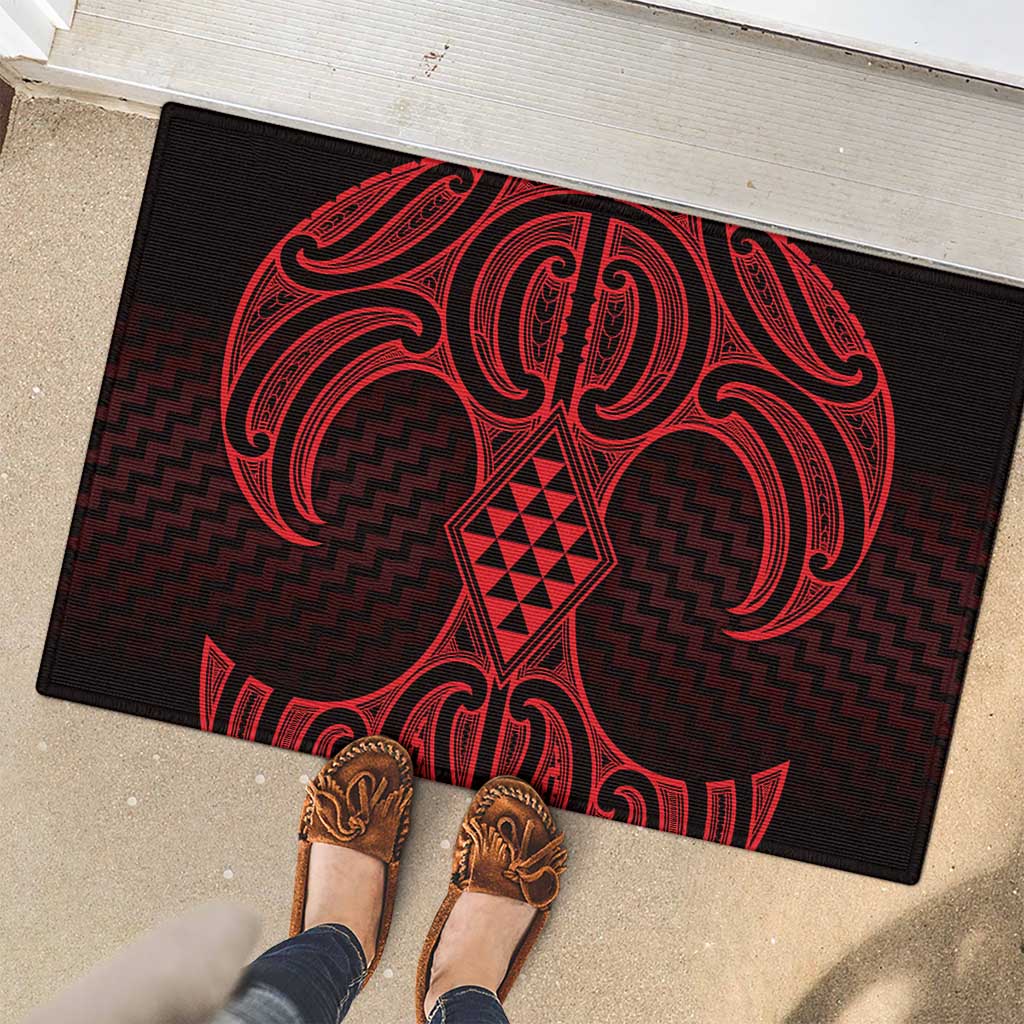 Whero Maori Ta Moko Poutama Art Rubber Doormat LT9 - Polynesian Pride