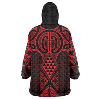 Whero Maori Ta Moko Poutama Art Wearable Blanket Hoodie LT9 - Polynesian Pride