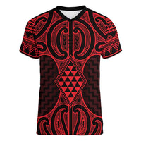 Whero Maori Ta Moko Poutama Art Women V-Neck T-Shirt