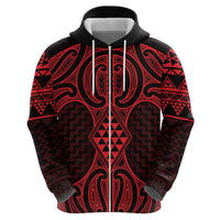 Whero Maori Ta Moko Poutama Art Zip Hoodie