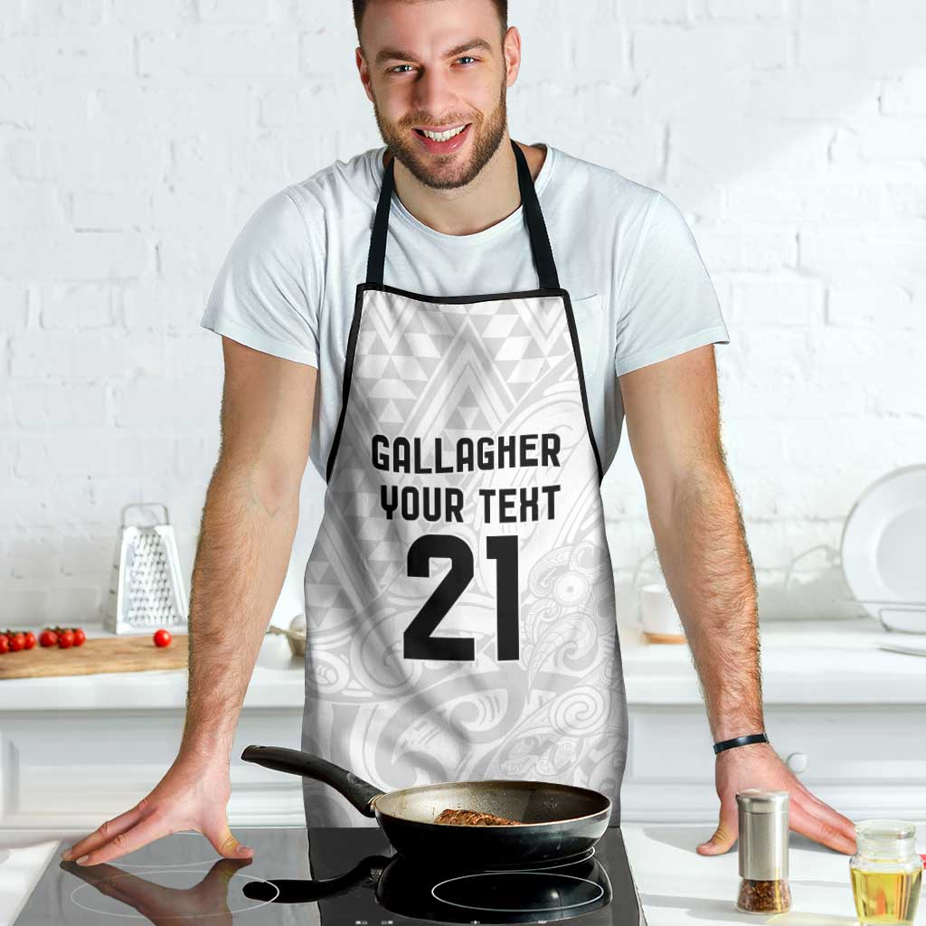 New Zealand Rangatira Custom Apron All White Niho Taniwha Maori Tribal - Polynesian Pride