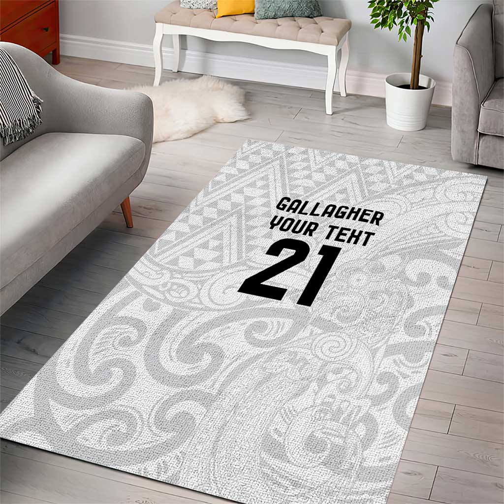 New Zealand Rangatira Custom Area Rug All White Niho Taniwha Maori Tribal