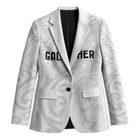 New Zealand Rangatira Custom Blazer All White Niho Taniwha Maori Tribal - Polynesian Pride