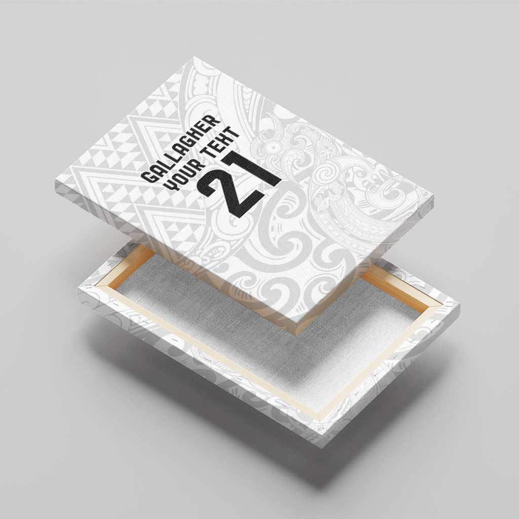 New Zealand Rangatira Custom Canvas Wall Art All White Niho Taniwha Maori Tribal