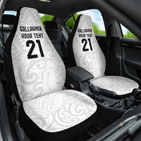 New Zealand Rangatira Custom Car Seat Cover All White Niho Taniwha Maori Tribal