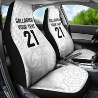 New Zealand Rangatira Custom Car Seat Cover All White Niho Taniwha Maori Tribal