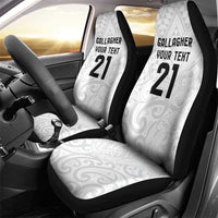 New Zealand Rangatira Custom Car Seat Cover All White Niho Taniwha Maori Tribal
