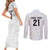 New Zealand Rangatira Custom Couples Matching Short Sleeve Bodycon Dress and Long Sleeve Button Shirt All White Niho Taniwha Maori Tribal